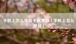 手机上怎么录音手机录音「手机上怎么录音」