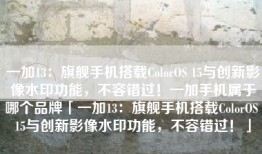 一加13：旗舰手机搭载ColorOS 15与创新影像水印功能，不容错过！一加手机属于哪个品牌「一加13：旗舰手机搭载ColorOS 15与创新影像水印功能，不容错过！」