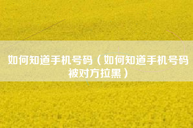 如何知道手机号码（如何知道手机号码被对方拉黑）